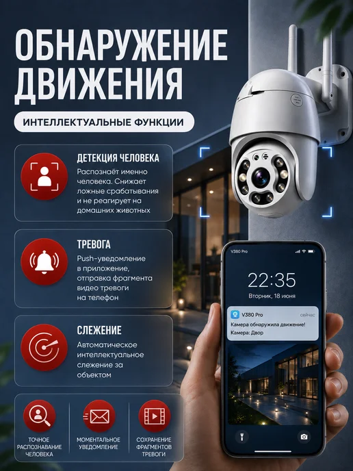 МОДН МАРКЕТ Камера видеонаблюдения уличная, WiFi, белый, фото 3