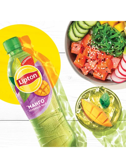 Lipton Напиток холодный чай Липтон Зеленый Манго, 12 шт по 1 л, 12 шт, 500 мл, фото 7