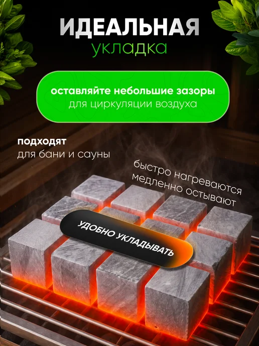 Нет бренда Камни для бани и сауны Талькохлорит кубики, размер 4х4х4 см, 4x4x4 см, фото 3