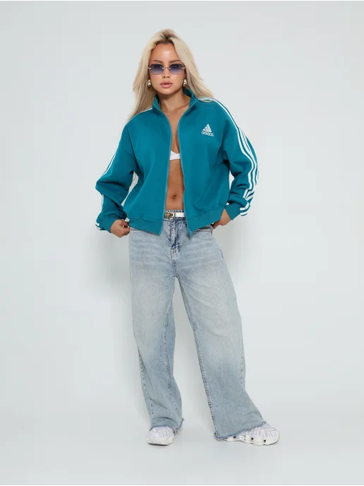SPORT CASUAL Толстовка на молнии оверсайз олимпийка без капюшона зипка, голубой, фото 6
