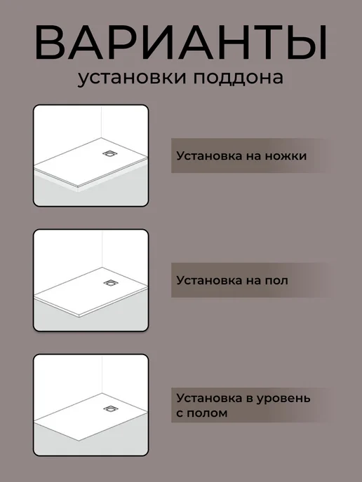 GOOD DOOR BAS GROUP Душевой поддон 100х80 из искусственного камня Uran Белый, 100x100, белый, фото 8