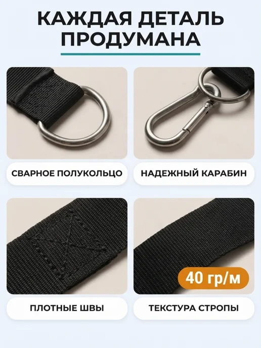 Комплект креплений для детских качелей и гамаков, 2 штуки, черный, фото 3