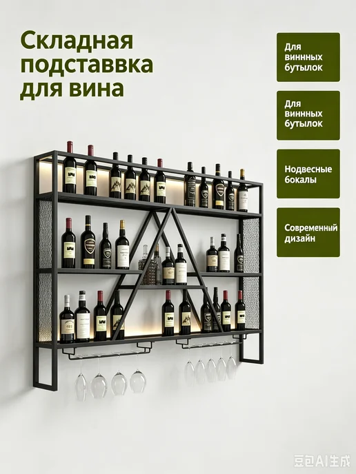 Настенный винный шкаф, черный, фото 8