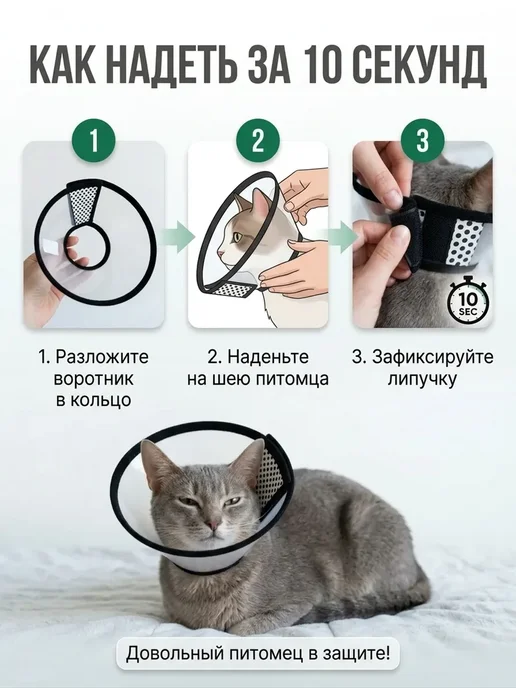Защитный ветеринарный воротник для кошек, собак, белый, фото 4