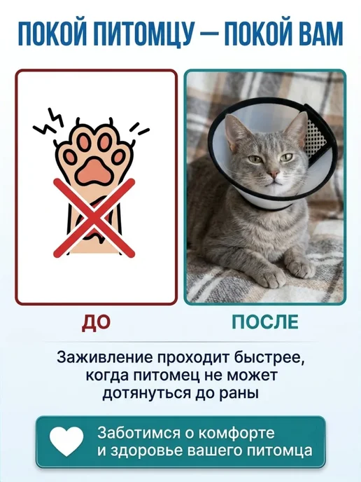Защитный ветеринарный воротник для кошек, собак, белый, фото 8