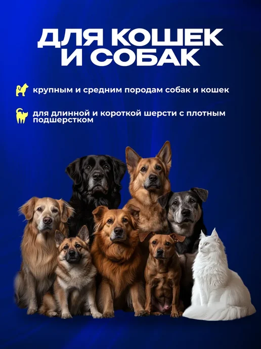 Расческа для собак дешеддер 4 в 1, синий, фото 6