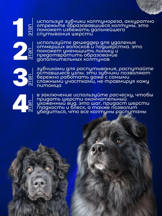Расческа для собак дешеддер 4 в 1, синий, фото 7