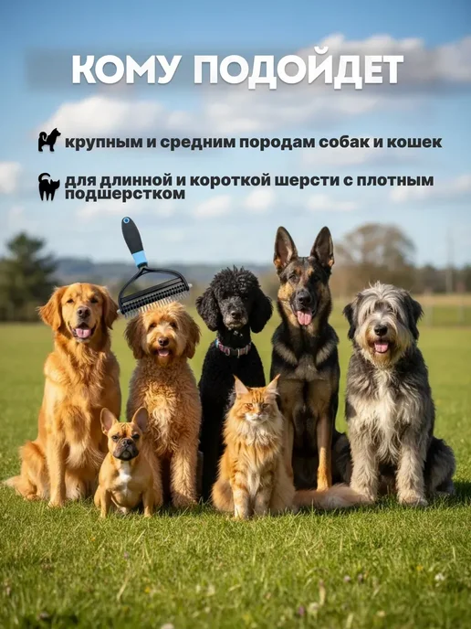 Расческа для собак дешеддер 4 в 1, крупных и кошек, фото 2