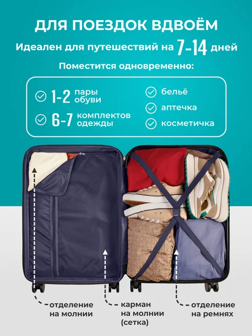 Bonle Чемодан M средний на 4 колесах с расширением, коричневый, фото 7