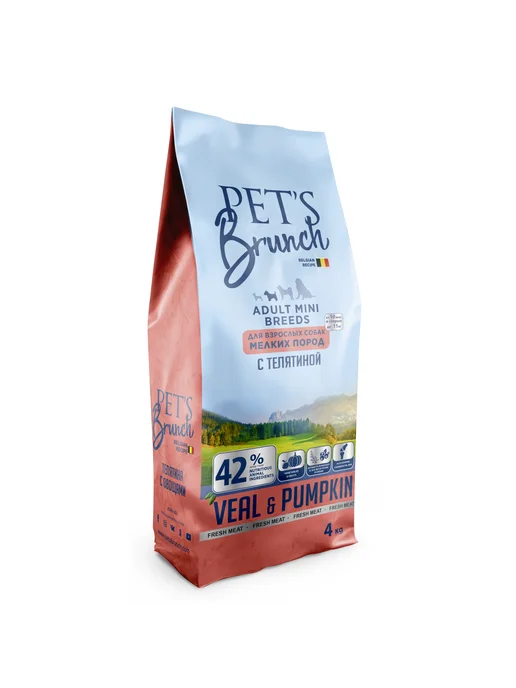 Сухой корм PETS BRUNCH для собак, взрослые, мелкие, телятина, 4 кг, фото 5