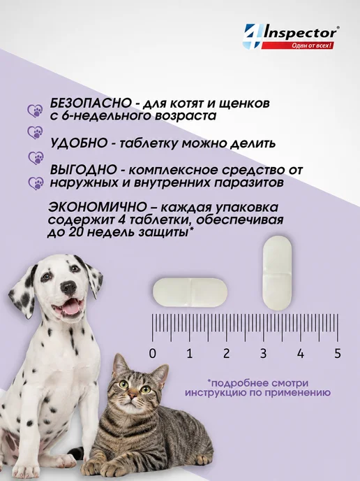 inspector Таблетки от клещей блох глистов для собак QUADRO 8-16 кг, 816 кг, фото 5