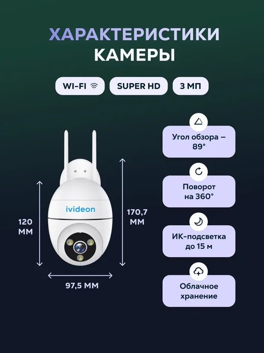 ivideon Комплект видеонаблюдения Wi-Fi на 4 камеры Solaris 360, белый, фото 4