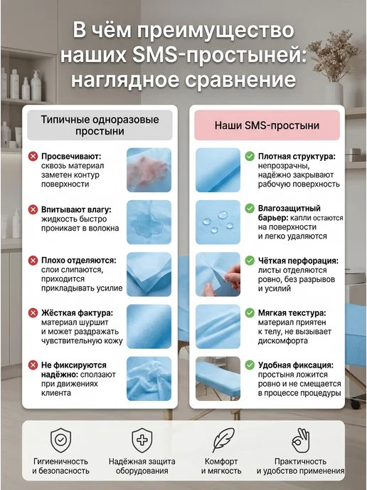АКМЕ Простыни одноразовые в рулоне 200х70 12 г м², 20 г, фото 4
