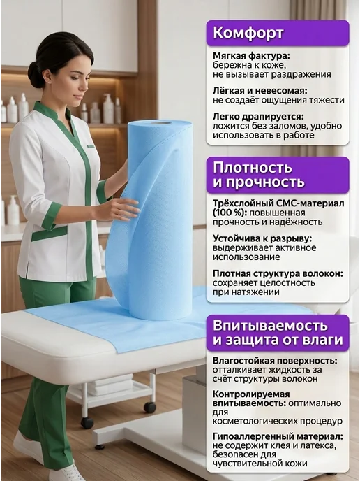 АКМЕ Простыни одноразовые в рулоне 200х70 12 г м², 20 г, фото 6