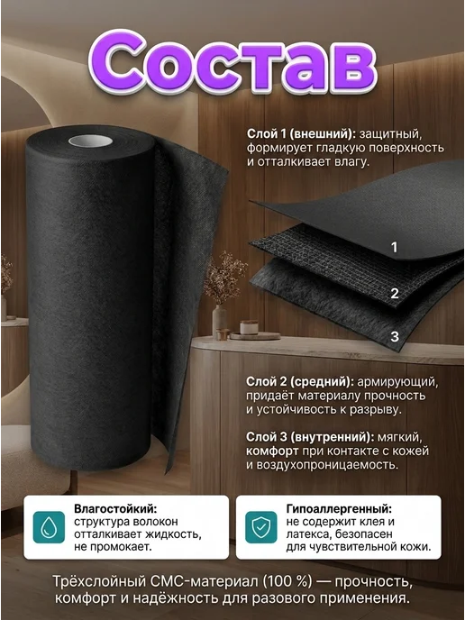 АКМЕ Простыни одноразовые в рулоне 200х80 12 г м², 20 г, фото 2