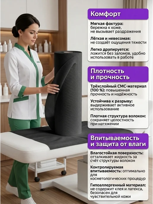 АКМЕ Простыни одноразовые в рулоне 200х80 12 г м², 20 г, фото 6