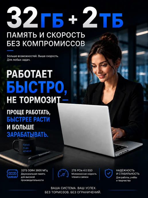 Asus Ноутбук для работы и учебы мощный 16.1" IPS 32 2048 GB, 2048 ГБ, фото 4
