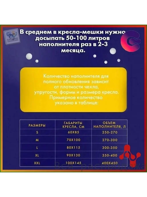 Наполнитель для кресла-мешка, пенополистирол, 250 л, 250 л, фото 2