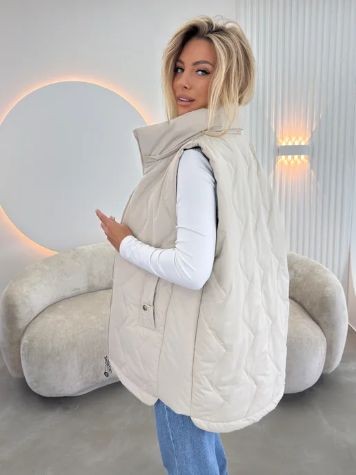 Марила Fashion Жилет демисезонный двусторонний большой размер, зеленый, фото 2