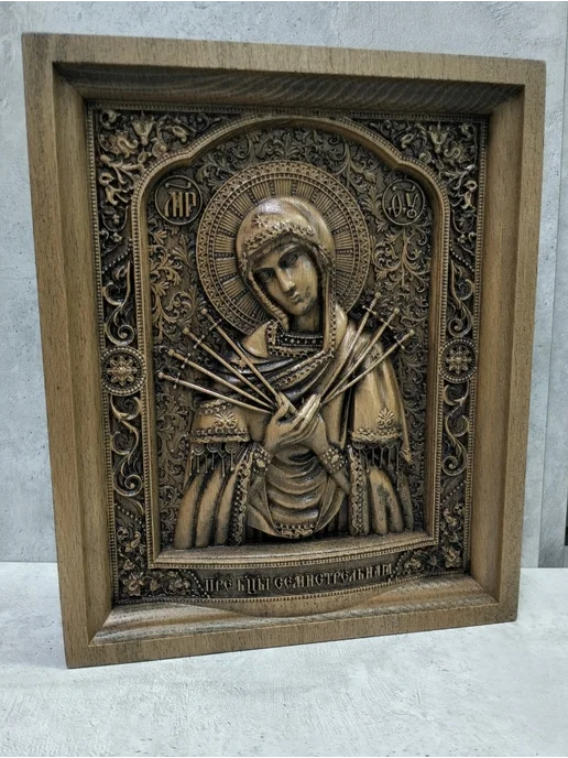 Резная икона «Пётр и Феврония Муромские», 20×26 см, коричневый, фото 3