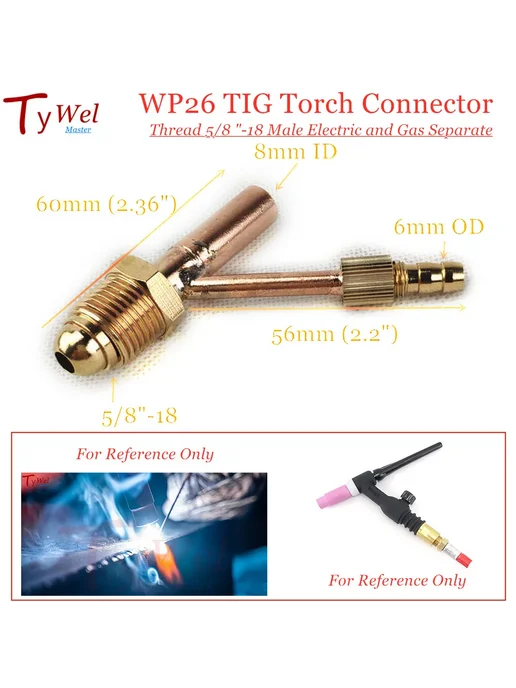 TywelMaster WP26 соединитель горелки TIG, резьба 5 8 "-18, разъем для эл, вариант