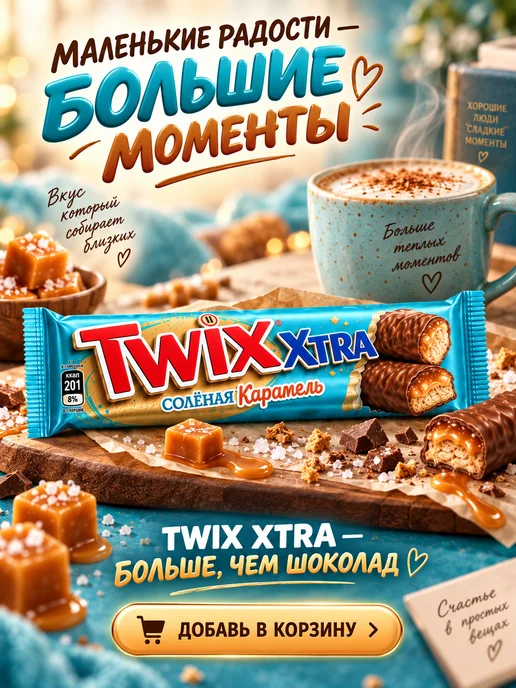 Twix Батончик шоколадный Твикс Соленая Карамель 82гр, 6шт уп, 82 г, 6 шт, фото 2