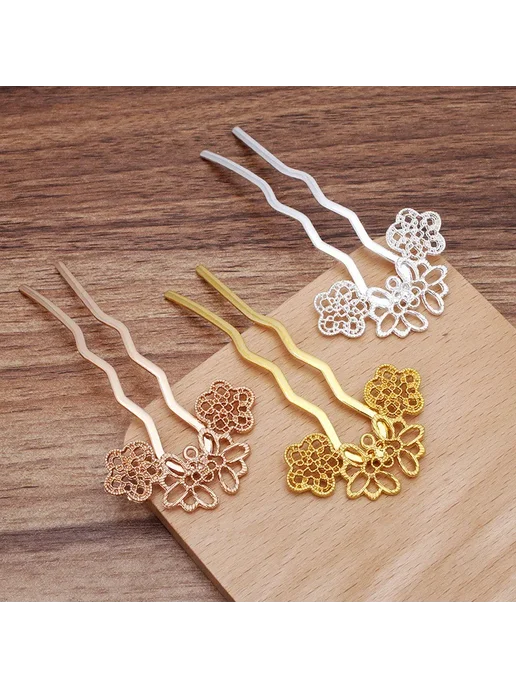 Нет бренда Заколки для волос латунные, 2 шт, KC gold color 0338, 2 шт, фото 2