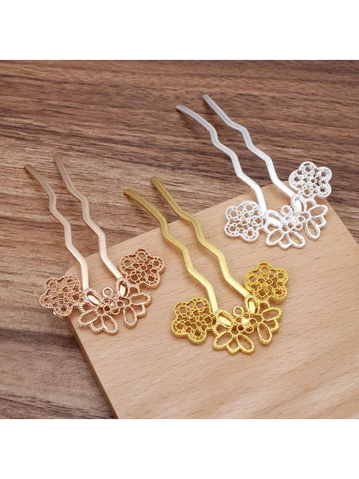 Нет бренда Заколки для волос латунные, 2 шт, KC gold color 0338, 2 шт, фото 5