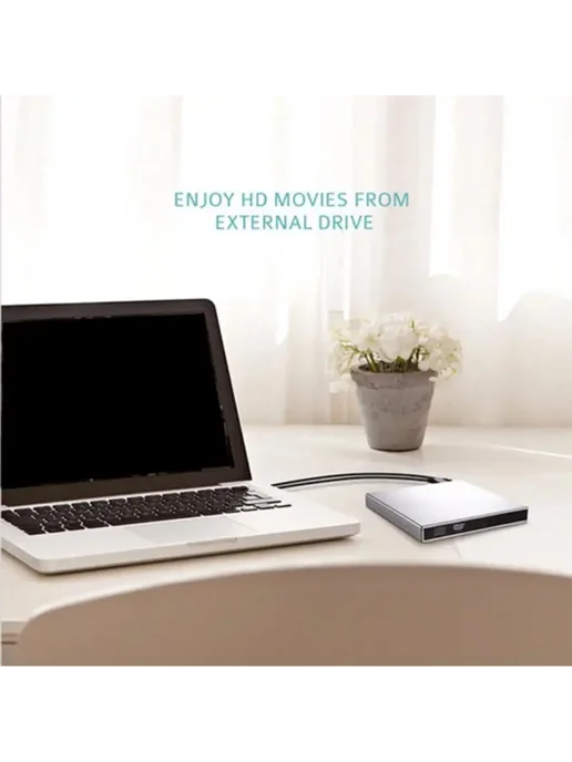 elenxs Внешний DVD-RW привод USB 2.0, черный, черный, фото 6