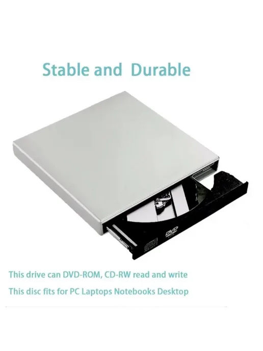 elenxs USB 2.0 внешний оптический привод white 2, белый, фото 3