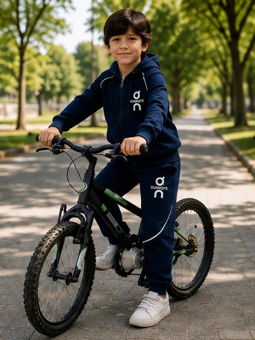 Спортивный костюм детский с капюшоном, двухнитка, 6–9 лет, синий, фото 8