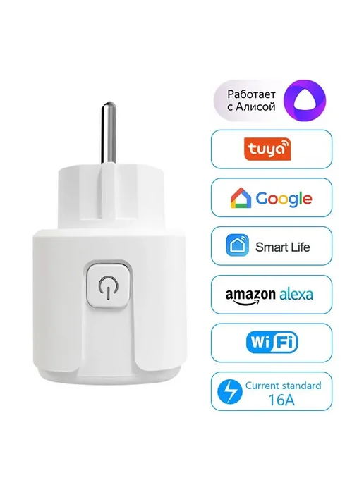 CBE Умная WiFi розетка EU 16А Tuya matter EU 1PC, белый, фото 2