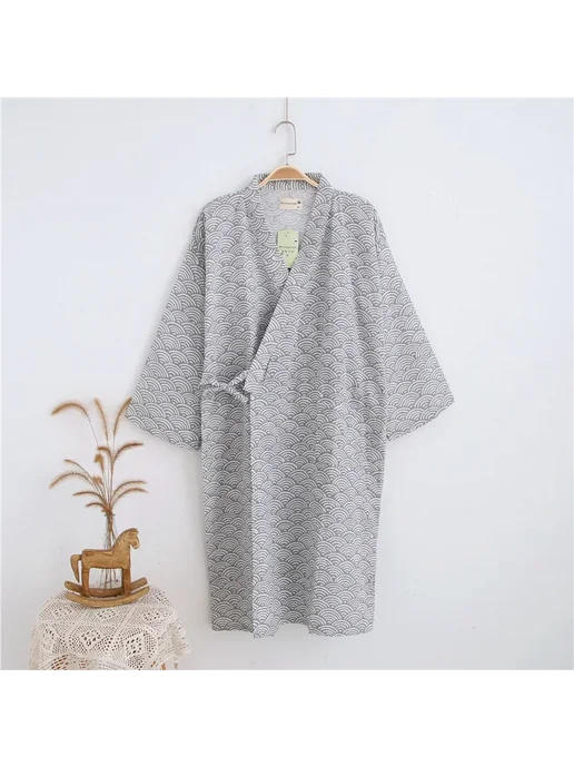 CLOUD COTTON STORY Мужской хлопковый халат, серый