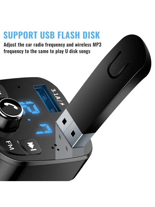 kebidumei Автомобильный FM-трансмиттер Bluetooth с двумя USB-портами, вариант, фото 6