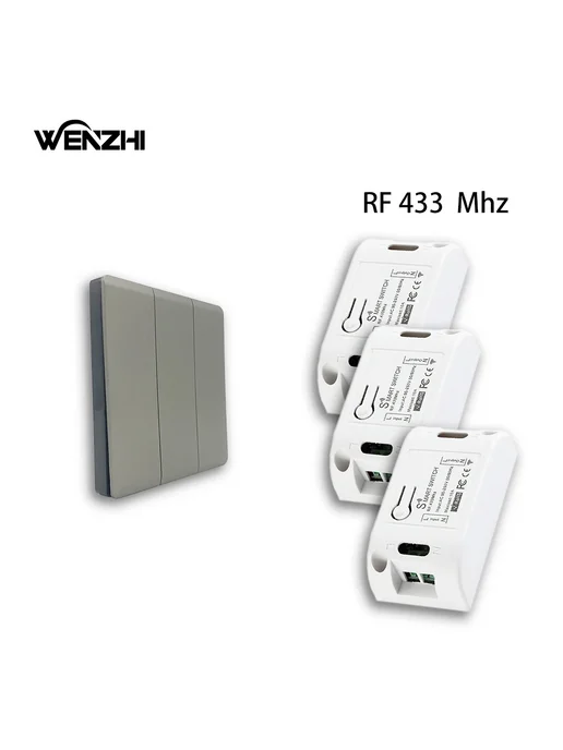 wenzhi Беспроводной выключатель 433 МГц, Цвет 3Switch1 rece, Цвет rece