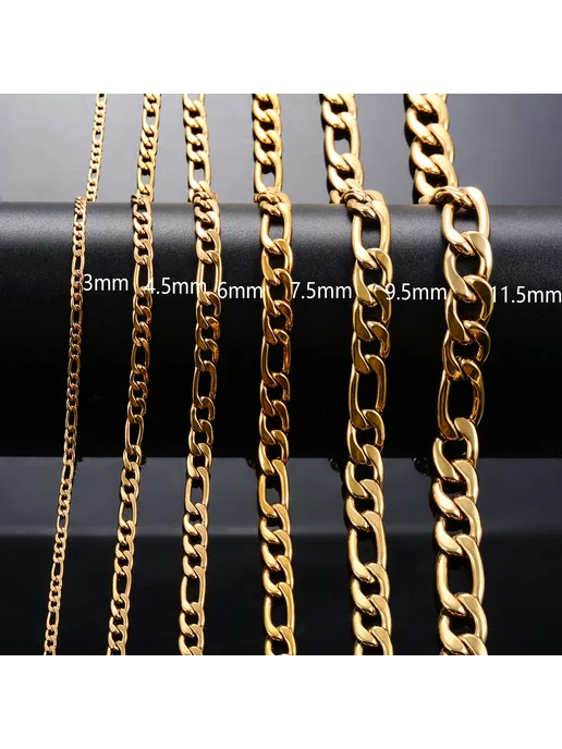 PAYOT LANEY Цепочка Фигаро из нержавеющей стали Черный, 9.5, черный, фото 4