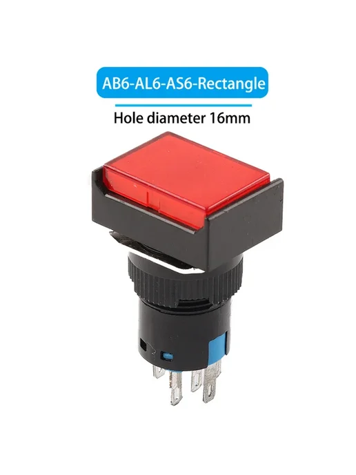 Нет бренда Переключатель Rectangle Red 12V With Light Self-Locking, красный