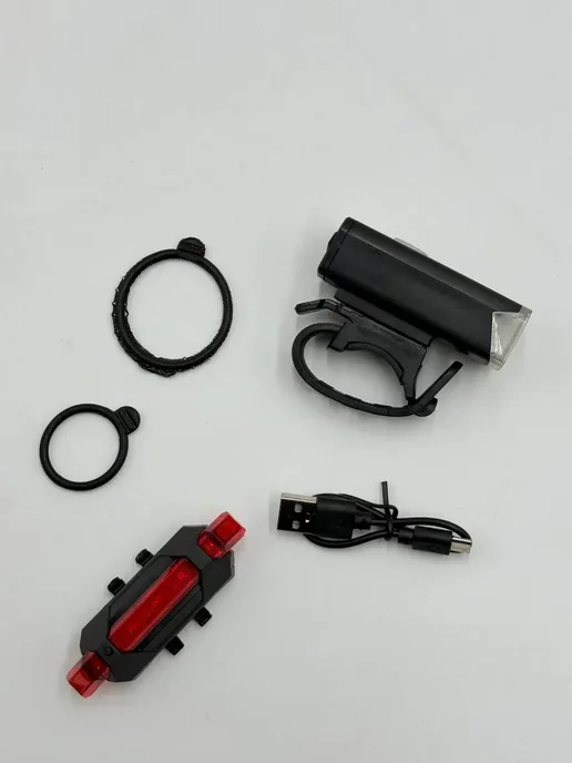 Элька09шоп Велосипедный фонарь USB аккумуляторный на руль велосипеда, черный, фото 2