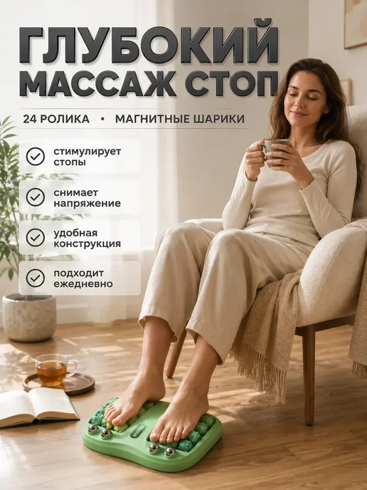 Ваууу Массажер для ног роликовый механический для стоп, зеленый, фото 2