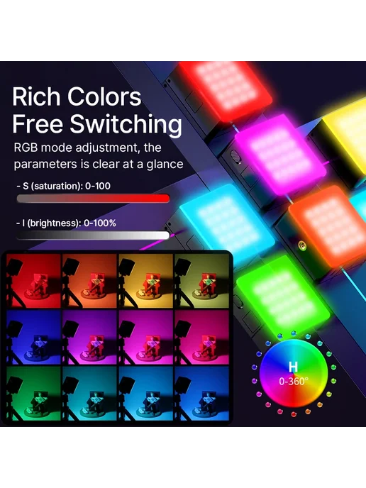 Ulanzi VL49 RGB LED светильник, черный, Pro RGB-лампа для видео, фото 3