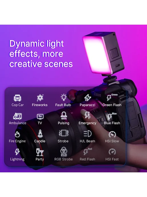 Ulanzi VL49 RGB LED светильник, черный, Pro RGB-лампа для видео, фото 6