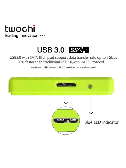 twochi Внешний жесткий диск ACASIS 500 ГБ silver USB3.0, 1 ТБ, 750 ГБ, фото 4