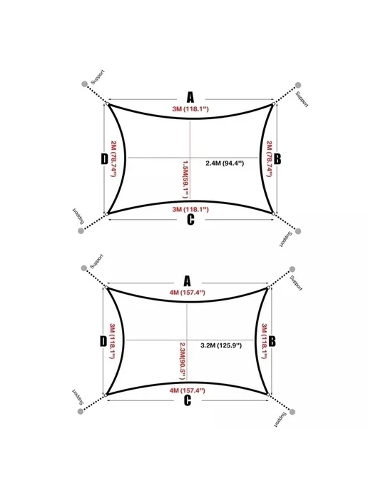 Нет бренда Водонепроницаемый тент-парус Oxford 3x5 м Серый, 2x2m, Sails, 3x5 м, 5 м, фото 7