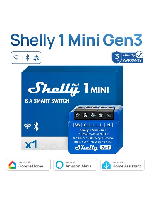Shelly 1 Mini Gen3 Wi-Fi переключатель 1 Pcs, 1 шт
