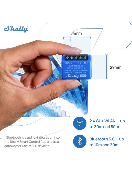 Shelly 1 Mini Gen3 Wi-Fi переключатель 1 Pcs, 1 шт, фото 2