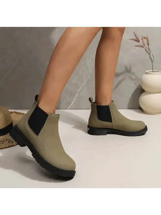 miaoguan Женская обувь Botas, замшевые ботильоны, черные ботинки «Чел, черный, фото 5