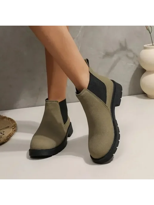miaoguan Женская обувь Botas, замшевые ботильоны, черные ботинки «Чел, черный, фото 6