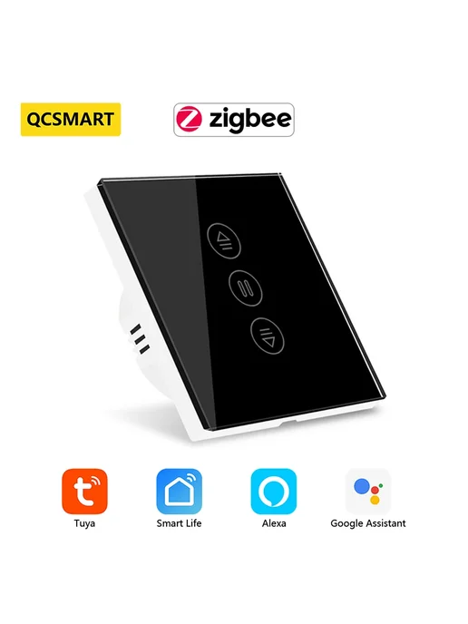 QCSMART Умные шторы ZigBee, White 1 PACK, черный