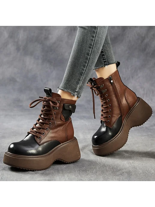GKTINOO зимние женские плюшевые полусапожки из натуральной к, черный, фото 6