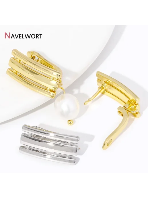 NAVELWORT Застежки для сережек Rhodium plated 12mm*20mm, серый, фото 3